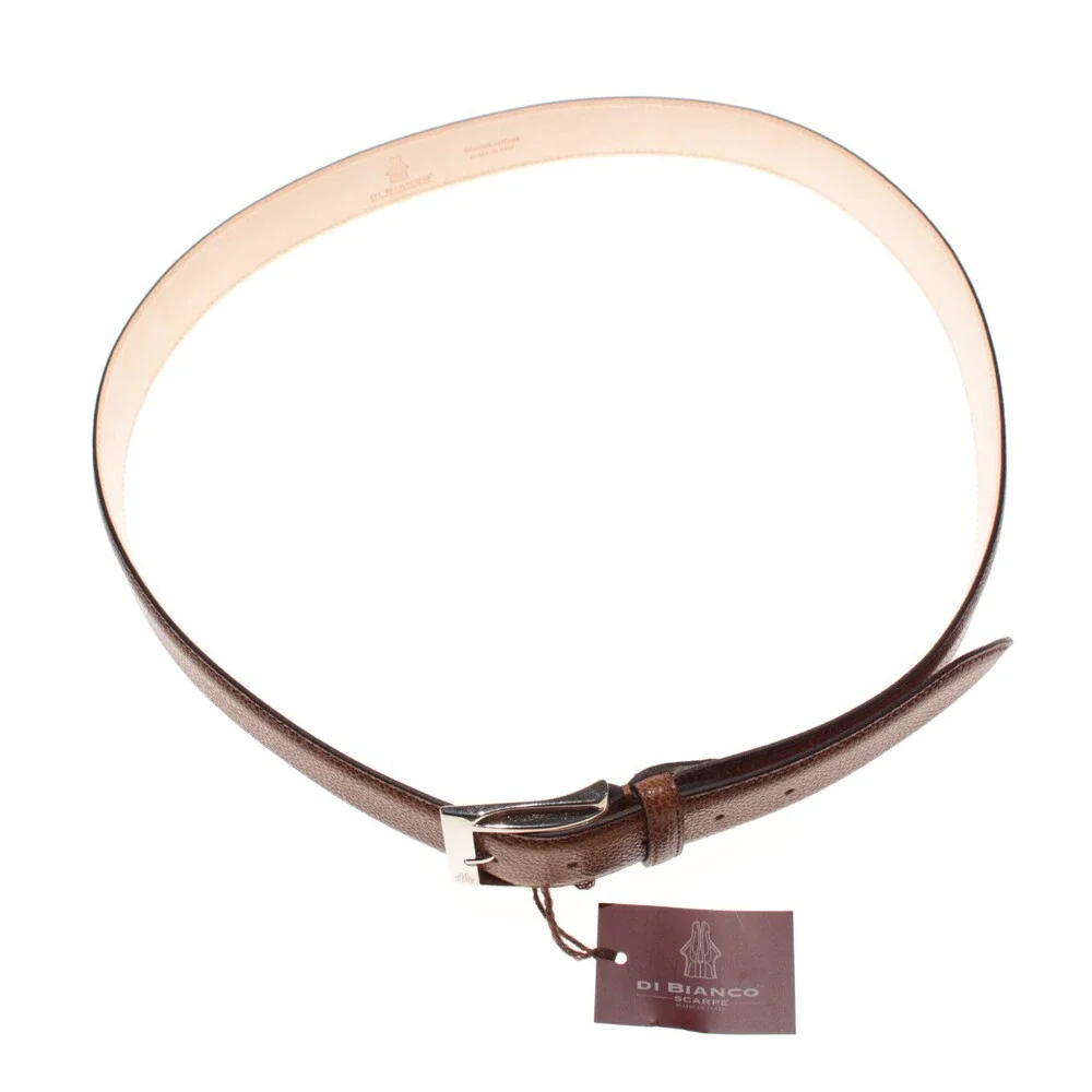 Di Bianco NWT Cut to Size Dress Belt In Solid Brown Pebbled Leather One Size